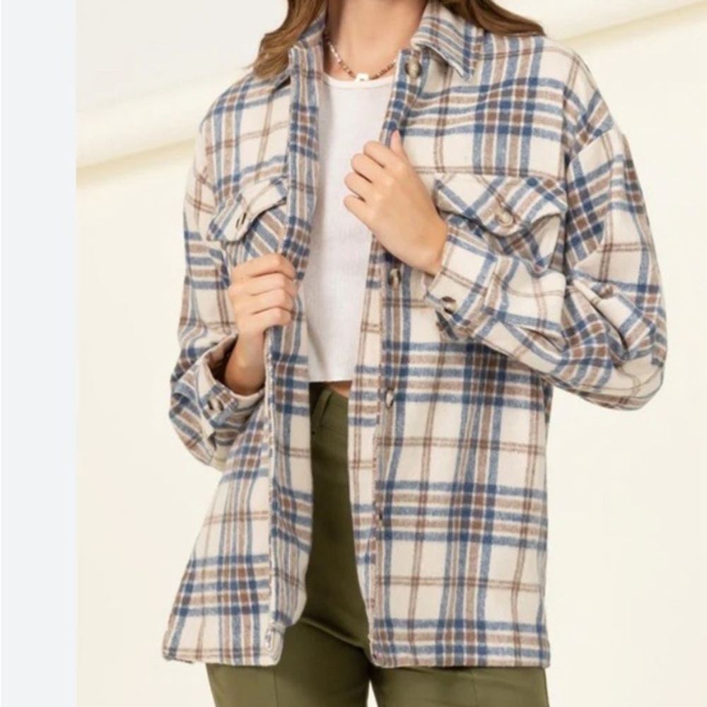 Brown and Blue Utility Jacket with Contemporary Style